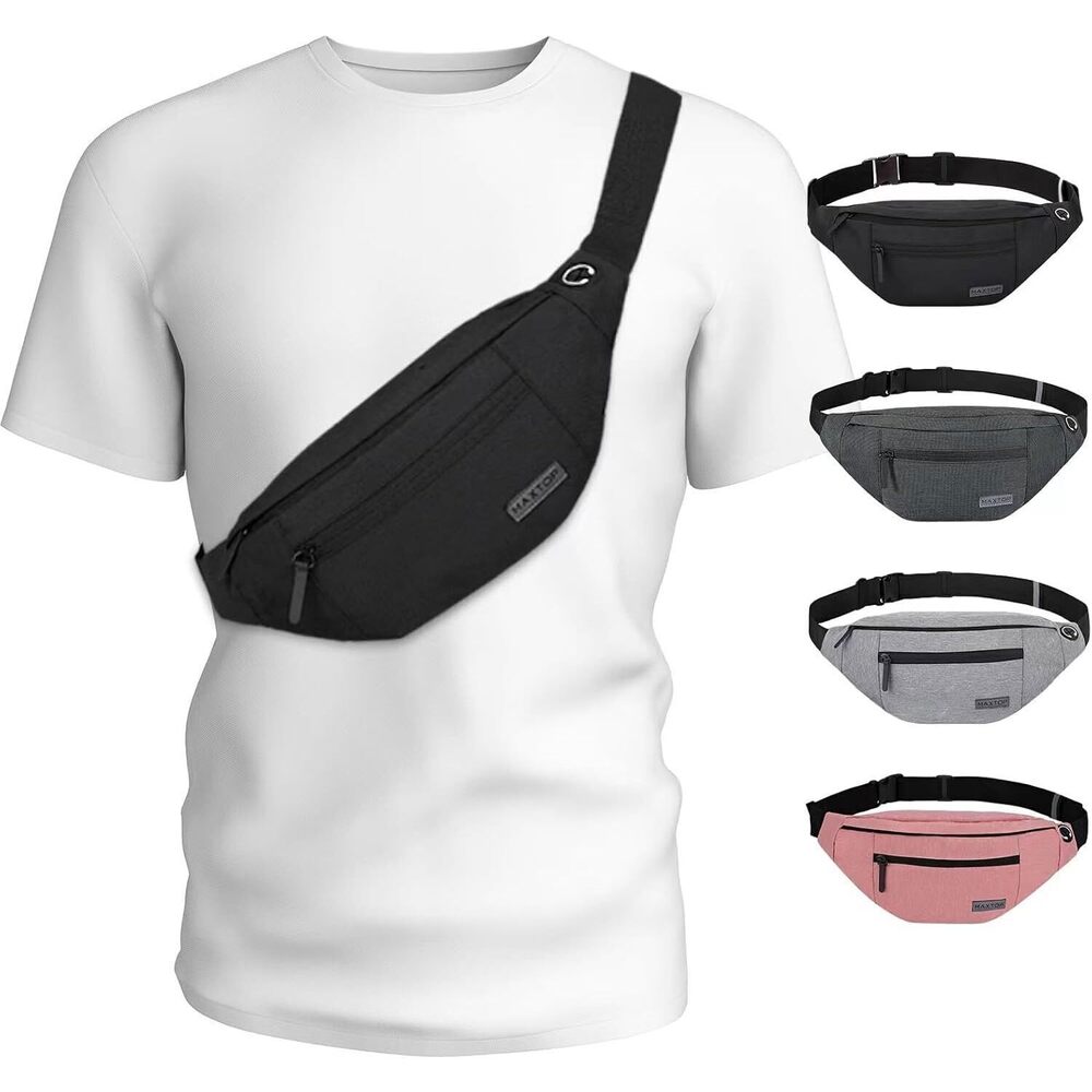 Large Crossbody Fanny Pack with 4-Zipper Pockets,Gifts for Enjoy Sports